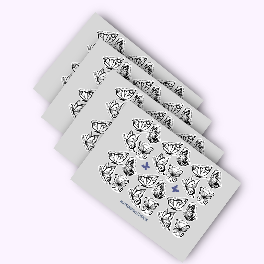 96 Sorry We Missed You Color me In Butterfly Stickers