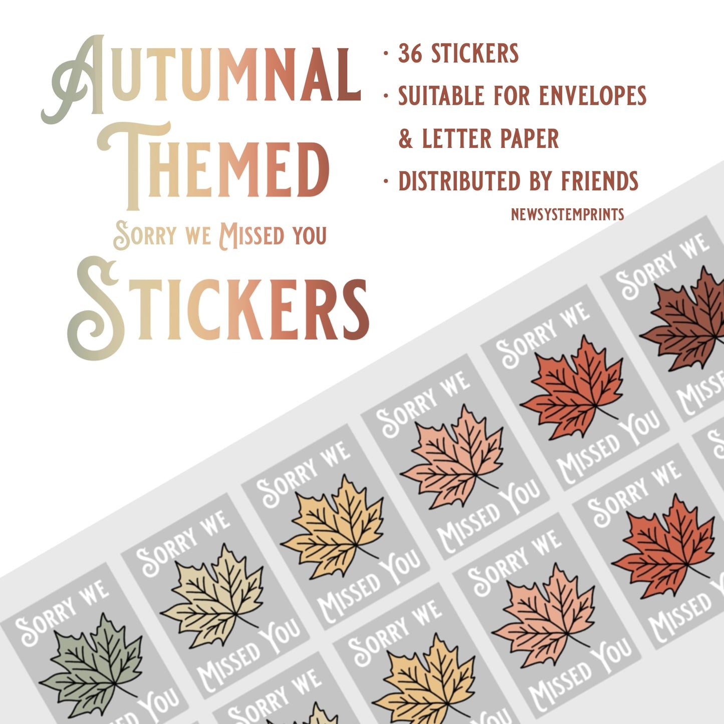 Autumnal leaves ‘Sorry We Missed You Today’ Sticker