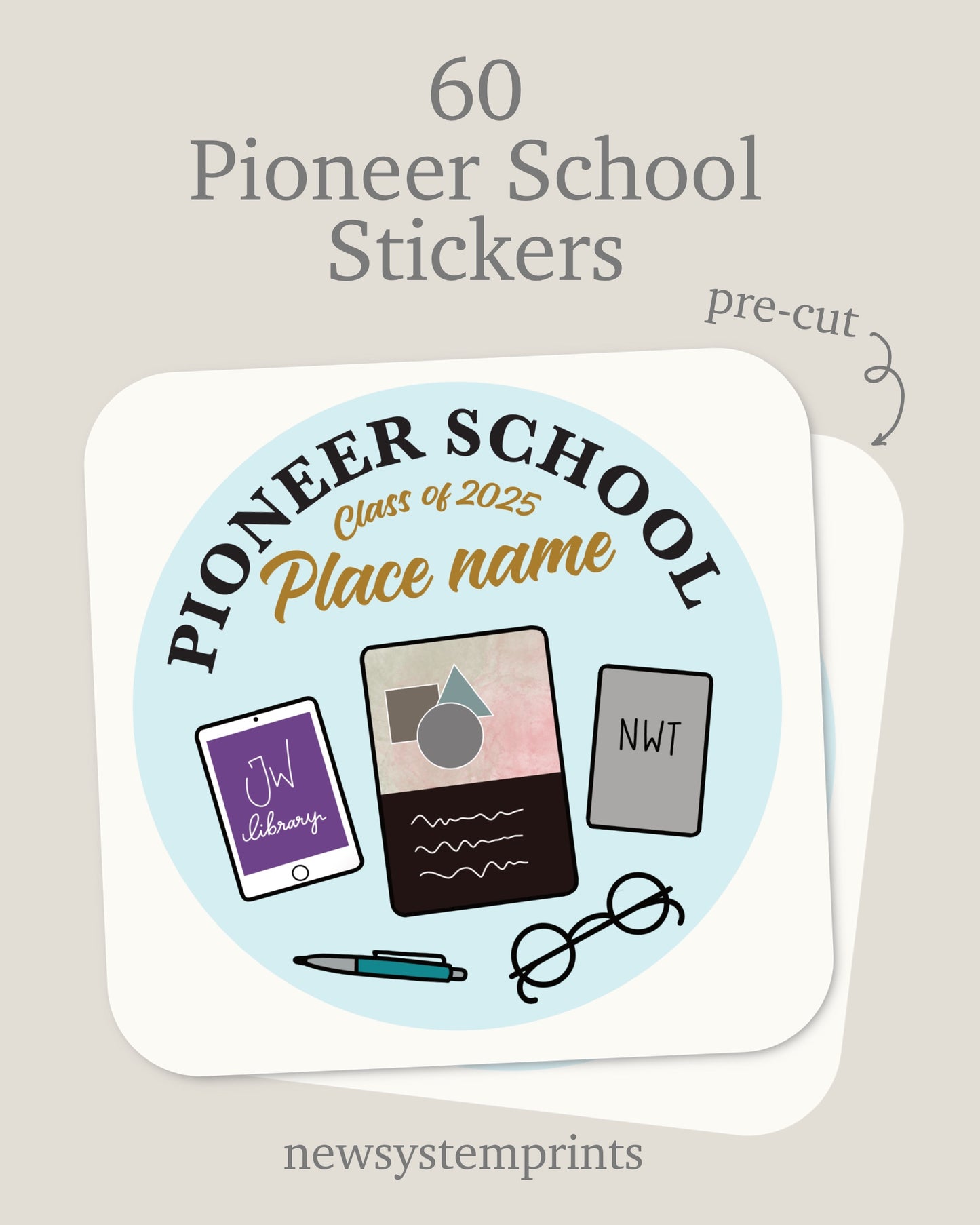 60 Pioneer School Stickers