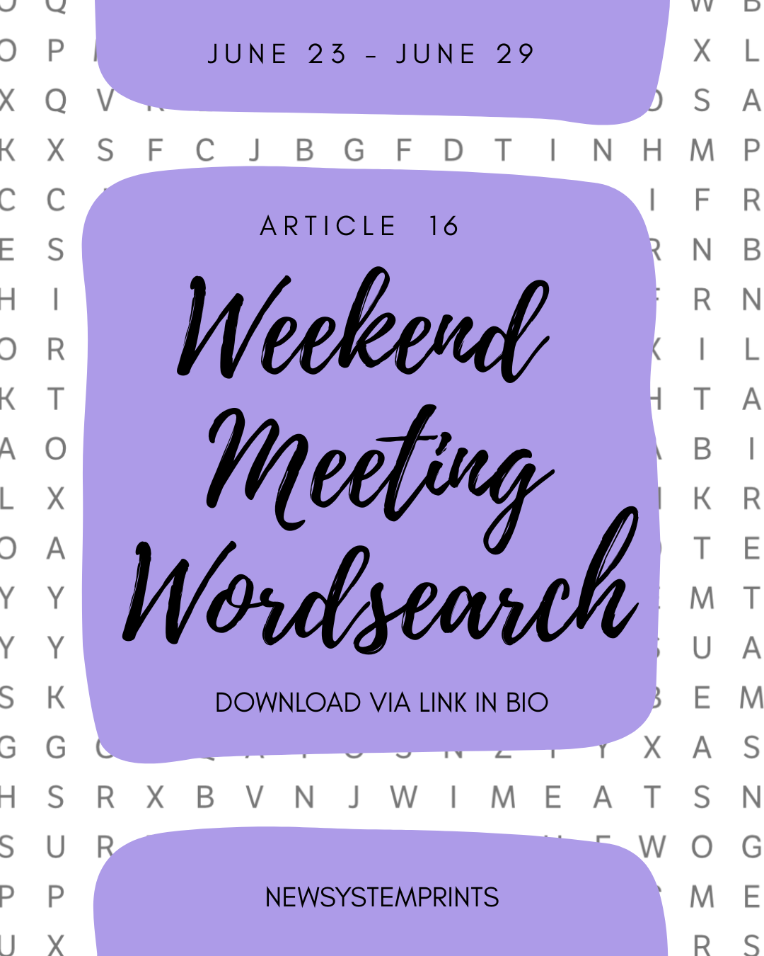 Weekend Wordsearch (June 23- June 29)