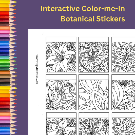 Interactive Color-Me-In Botanical Stickers