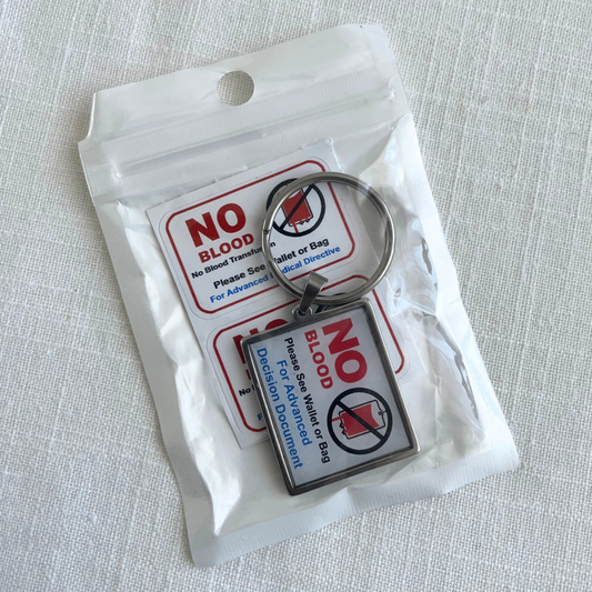 No Blood Key Ring + Stickers