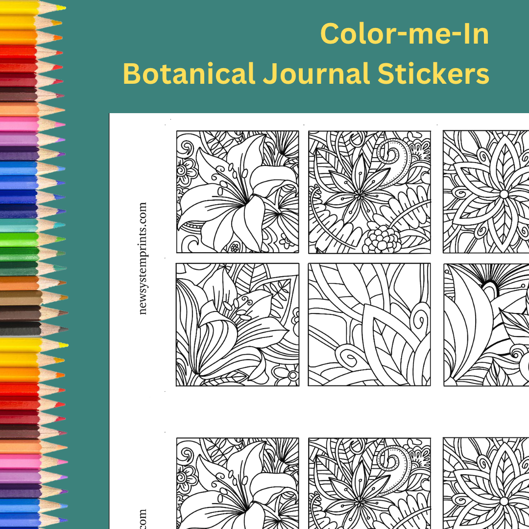 Journalling Color-Me-In Botanical Stickers