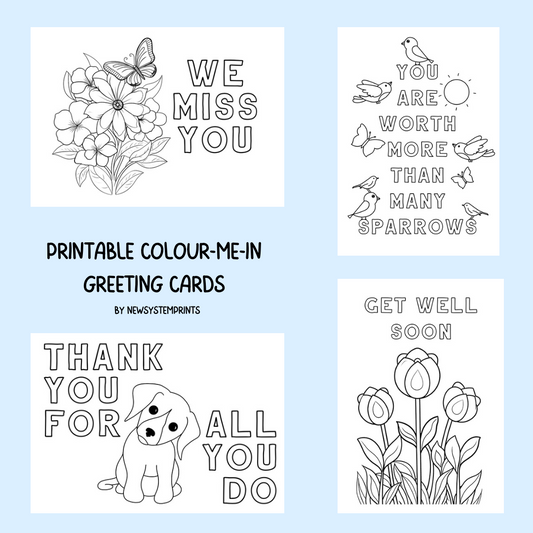 Printable Colour-Me-In Greeting Cards