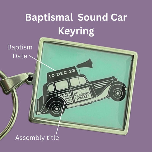 Baptismal Sound Car Keyring and Sticard