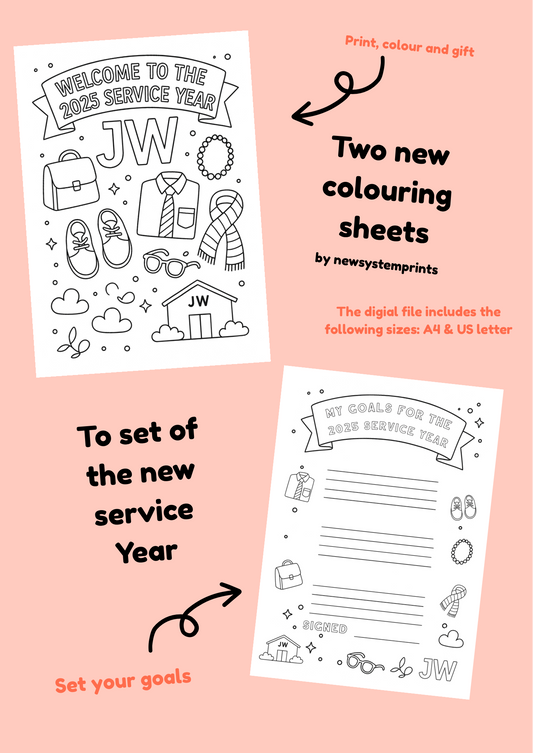 New Service Year Colouring Pages