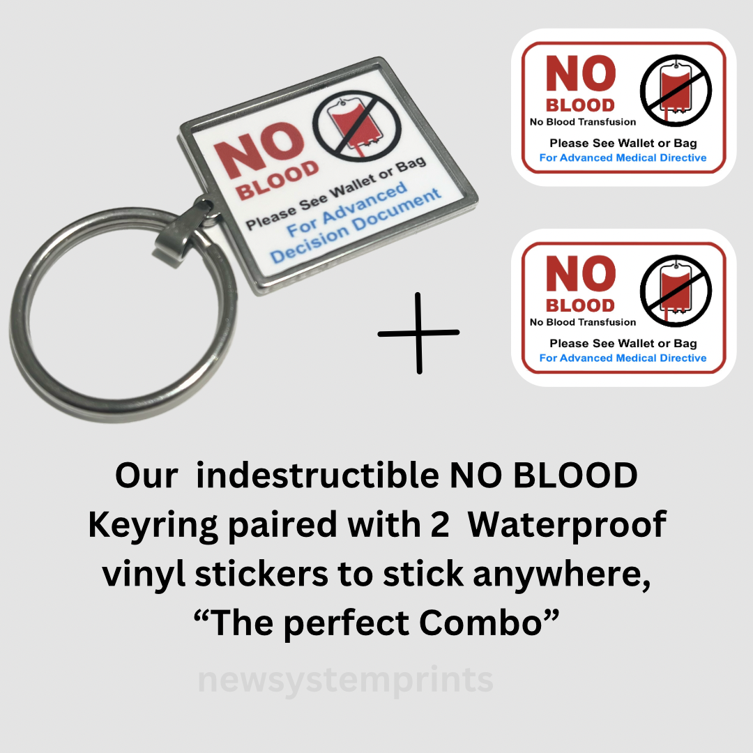 No Blood Key Ring + Stickers – Newsystemprints