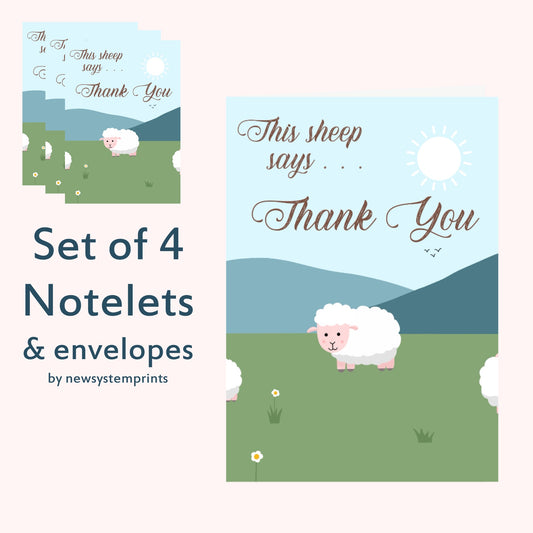 This Sheep says Thank You Notelets (set of 4)