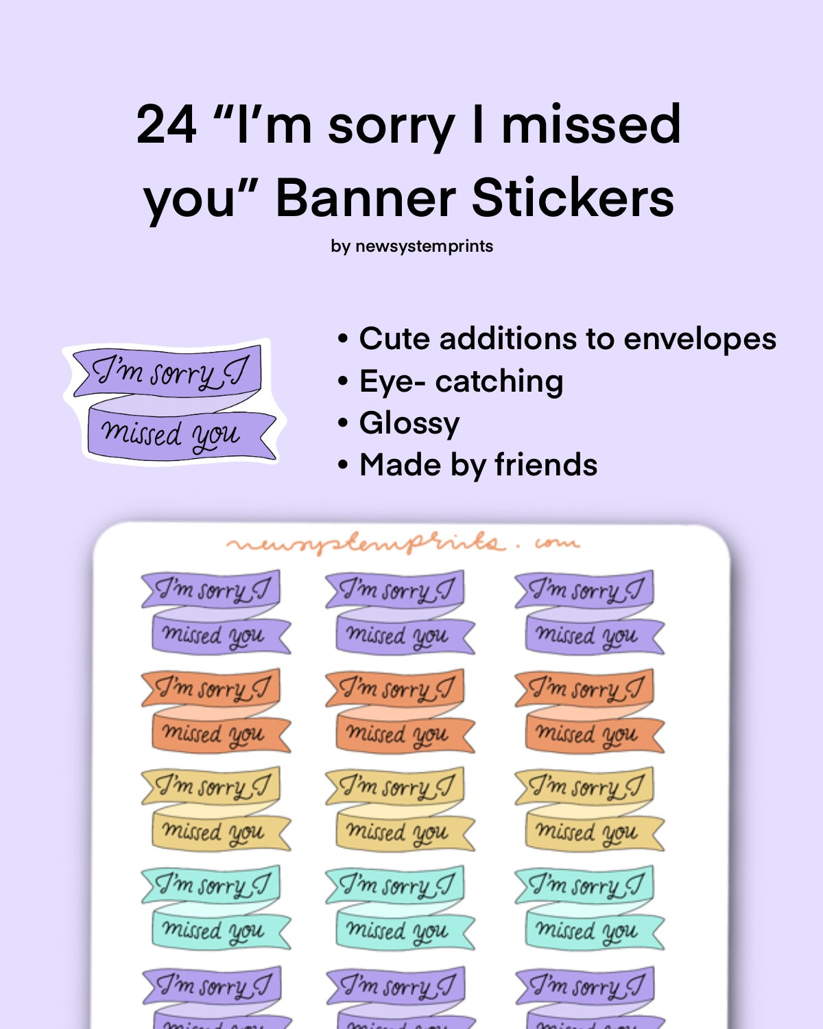 24 I’m Sorry I missed You Banner Stickers