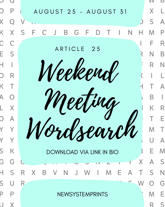 Weekend Wordsearch (August 25- August 31)