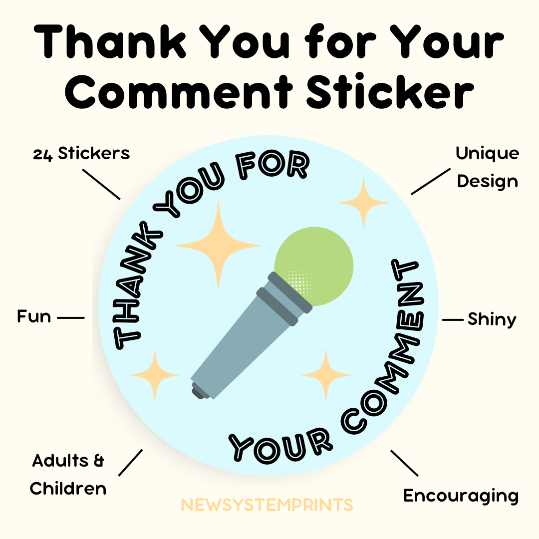 Commented Sticker Thank You for Your Comment Sticker ā Newsystemprints